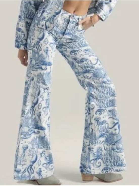 Wrangler Denim - Wrangler Wanderer Blue and White Nautical  Printed Jeans
